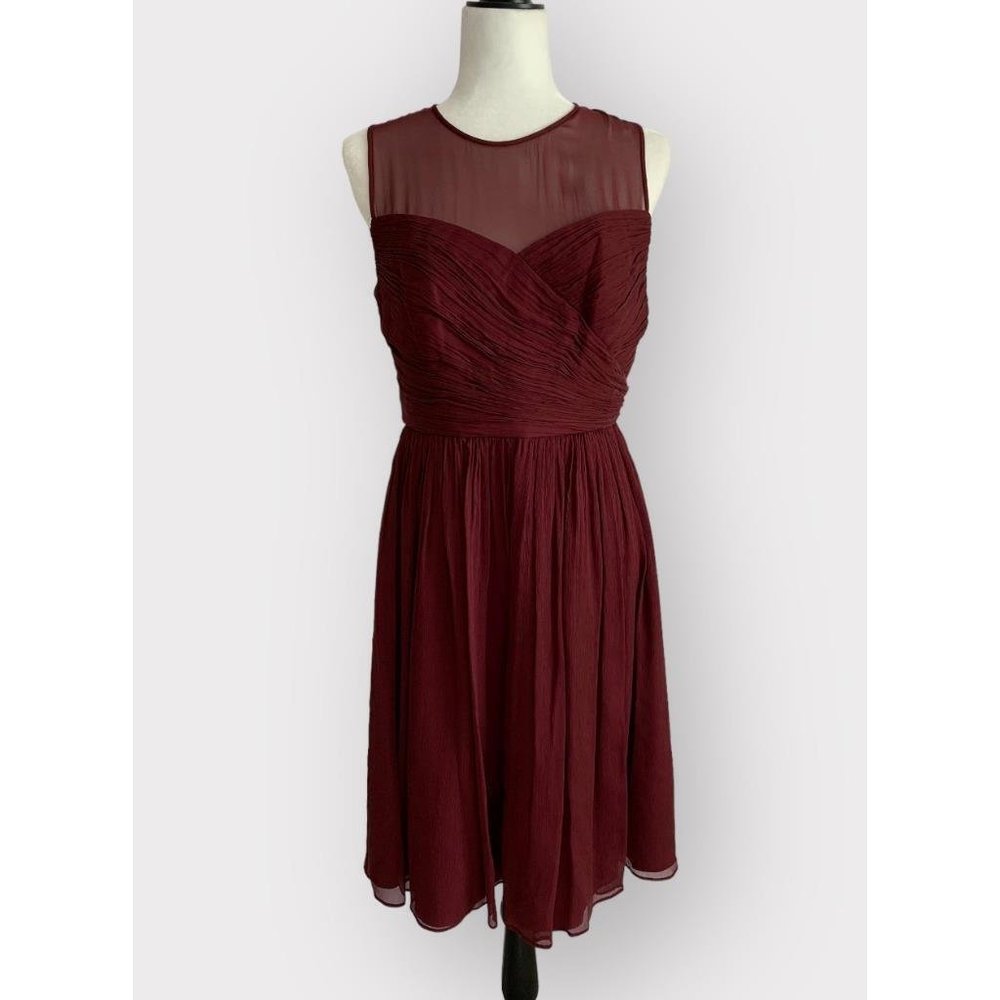 J. Crew 8 Silk Chiffon Cocktail Dress Party Dark Red Special Occasion